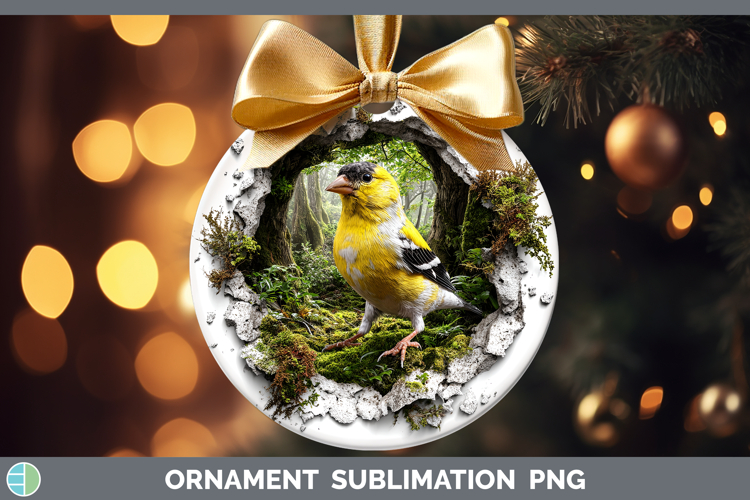 Goldfinch Birds 01 3D Hole Ornament Sublimation Design