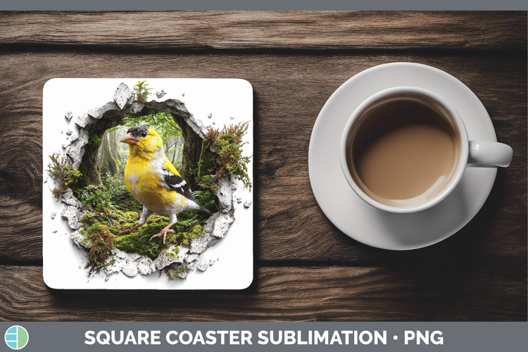 Goldfinch Birds 01 3D Hole Square Coaster Sublimation Design