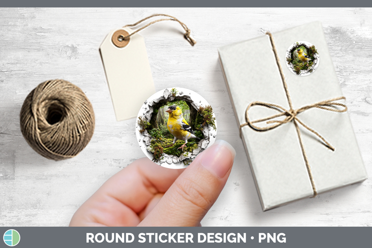 Goldfinch Birds 01 3D Hole Stickers Design