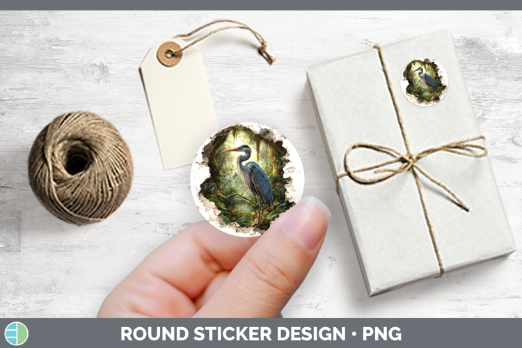 Great Blue Heron Birds 01 3D Hole Stickers Design