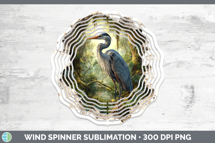 Great Blue Heron Birds 01 3D Hole Wind Spinner Sublimation D