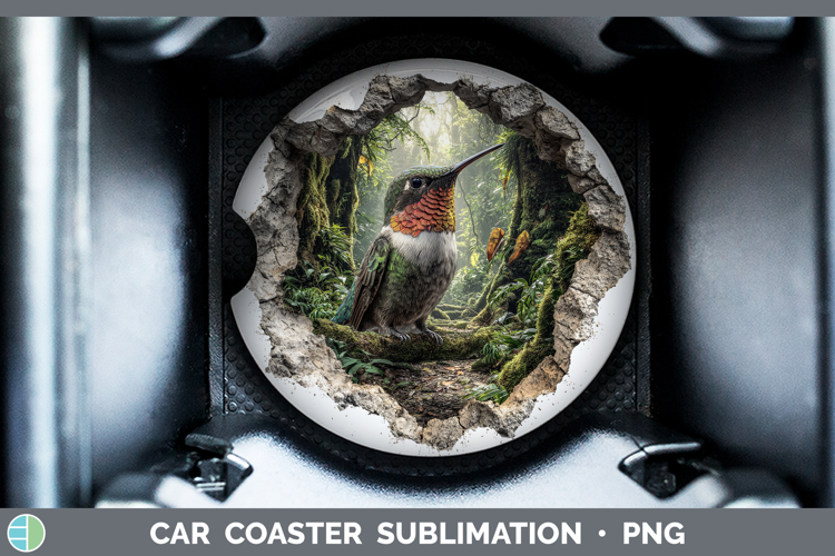 Hummingbird Birds 01 3D Hole Car Coaster Sublimation Design