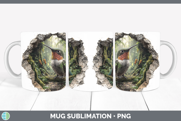 Hummingbird Birds 01 3D Hole Mug Wrap Sublimation Design