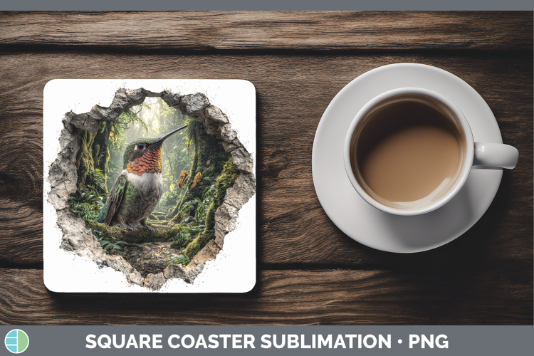 Hummingbird Birds 01 3D Hole Square Coaster Sublimation Desi