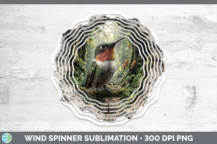 Hummingbird Birds 01 3D Hole Wind Spinner Sublimation Design