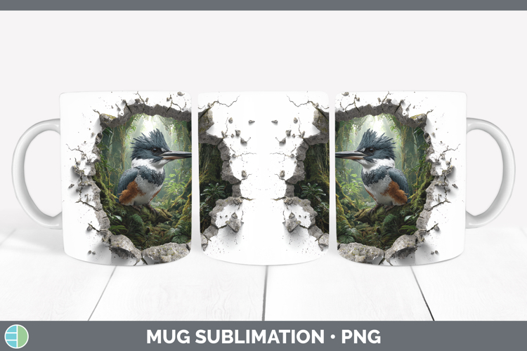 Kingfisher Birds 01 3D Hole Mug Wrap Sublimation Design