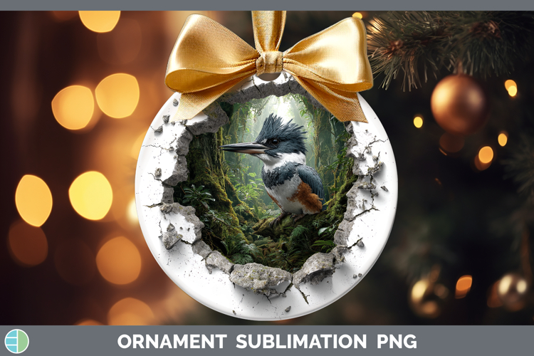 Kingfisher Birds 01 3D Hole Ornament Sublimation Design