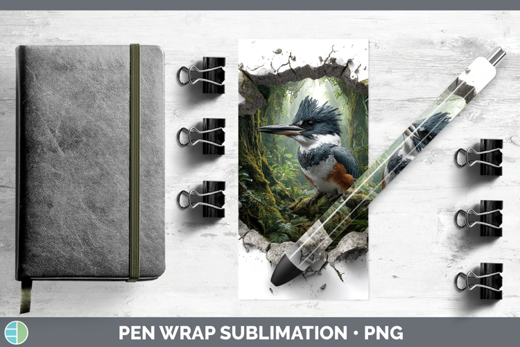 Kingfisher Birds 01 3D Hole Pen Wrap Sublimation Design