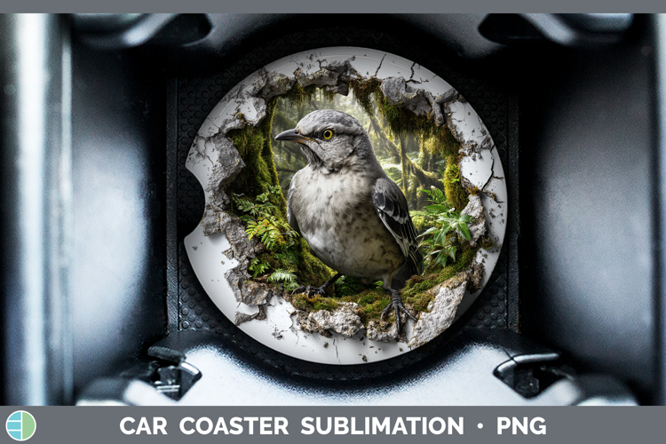 Mockingbird Birds 01 3D Hole Car Coaster Sublimation Design