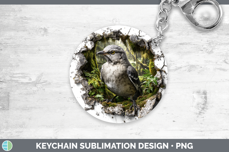 Mockingbird Birds 01 3D Hole Keychain Sublimation Design