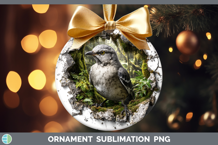 Mockingbird Birds 01 3D Hole Ornament Sublimation Design