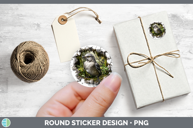 Mockingbird Birds 01 3D Hole Stickers Design