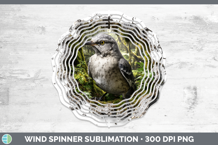 Mockingbird Birds 01 3D Hole Wind Spinner Sublimation Design
