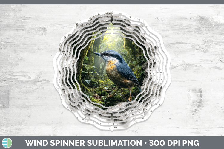 Nuthatch Birds 01 3D Hole Wind Spinner Sublimation Design