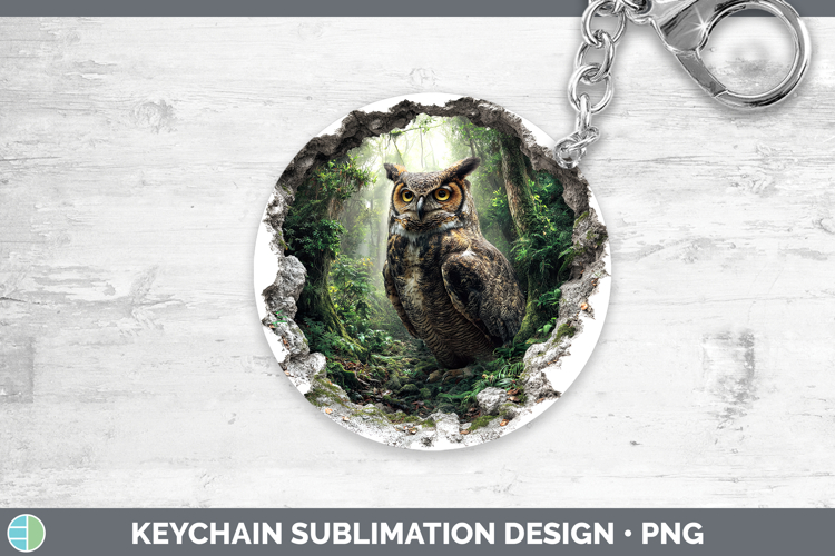 Owl Birds 01 3D Hole Keychain Sublimation Design