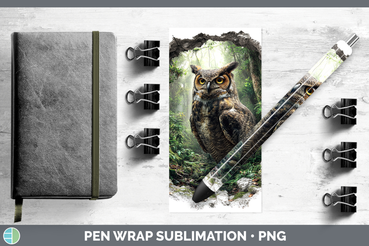 Owl Birds 01 3D Hole Pen Wrap Sublimation Design