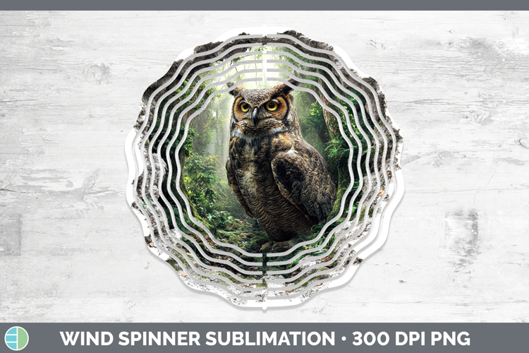 Owl Birds 01 3D Hole Wind Spinner Sublimation Design
