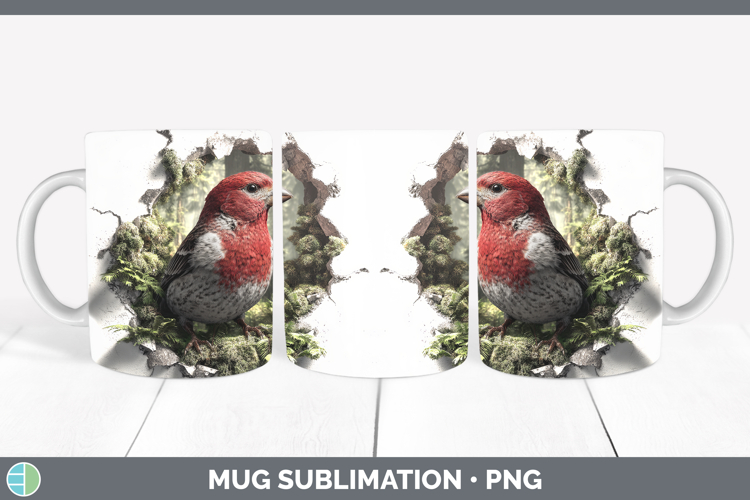 Pine Grosbeak Birds 01 3D Hole Mug Wrap Sublimation Design