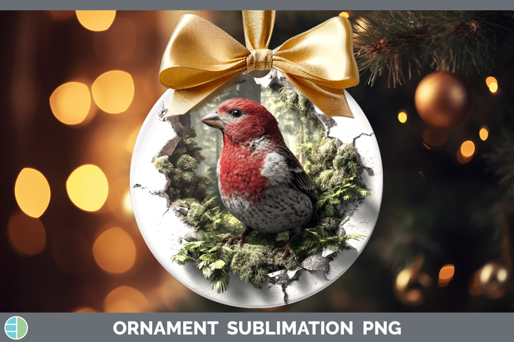 Pine Grosbeak Birds 01 3D Hole Ornament Sublimation Design