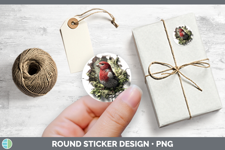 Pine Grosbeak Birds 01 3D Hole Stickers Design