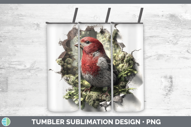 Pine Grosbeak Birds 01 3D Hole Tumbler Sublimation Design