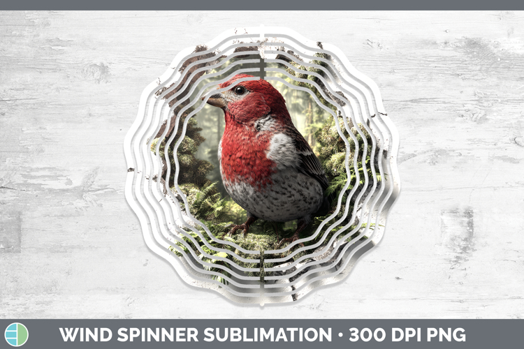 Pine Grosbeak Birds 01 3D Hole Wind Spinner Sublimation Desi