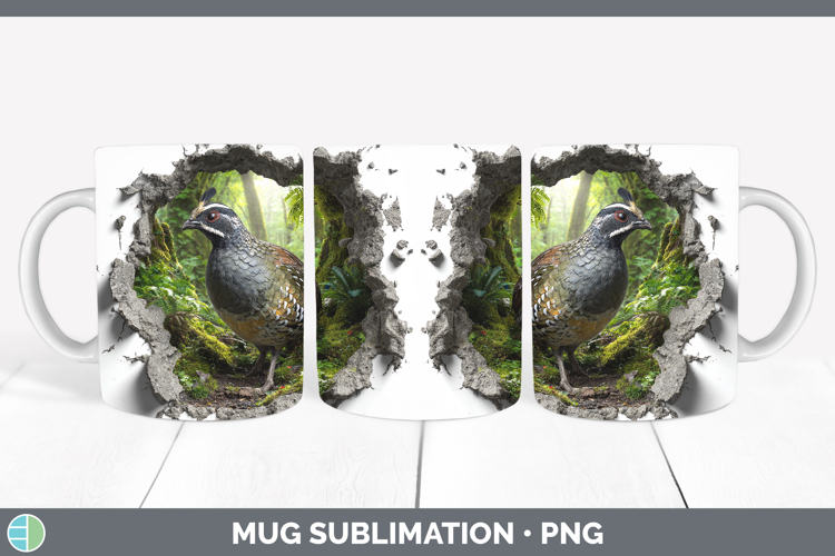 Quail Birds 01 3D Hole Mug Wrap Sublimation Design