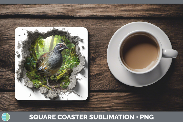 Quail Birds 01 3D Hole Square Coaster Sublimation Design