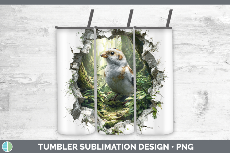 Snow Bunting Birds 01 3D Hole Tumbler Sublimation Design