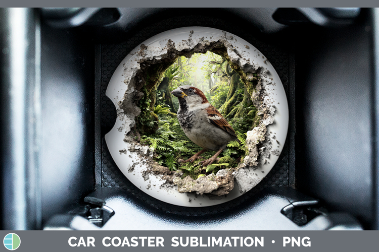 Sparrow Birds 01 3D Hole Car Coaster Sublimation Design