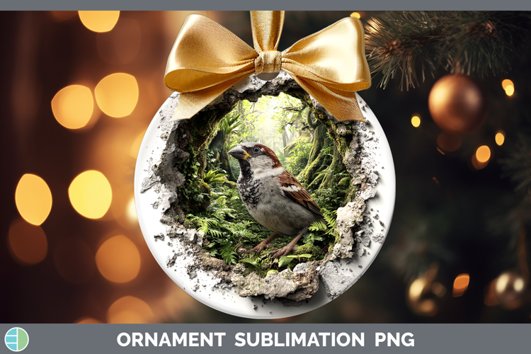 Sparrow Birds 01 3D Hole Ornament Sublimation Design