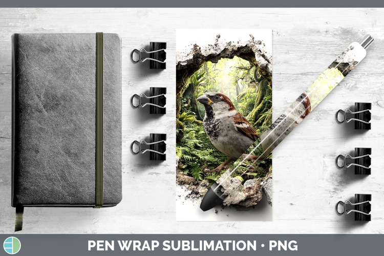 Sparrow Birds 01 3D Hole Pen Wrap Sublimation Design