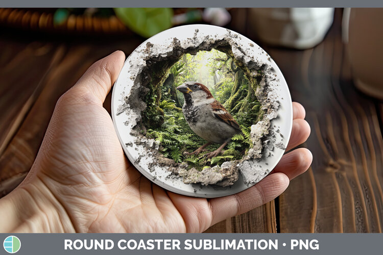 GorgeousBirds 01 3D Hole Round Coaster design.