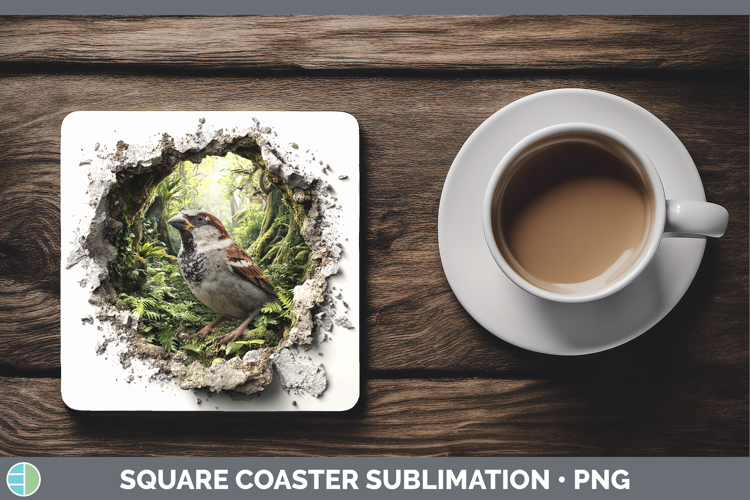 Sparrow Birds 01 3D Hole Square Coaster Sublimation Design
