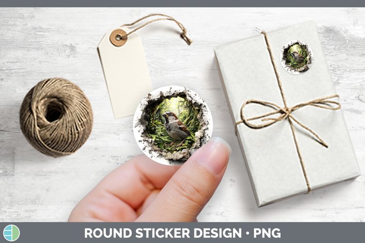 Sparrow Birds 01 3D Hole Stickers Design
