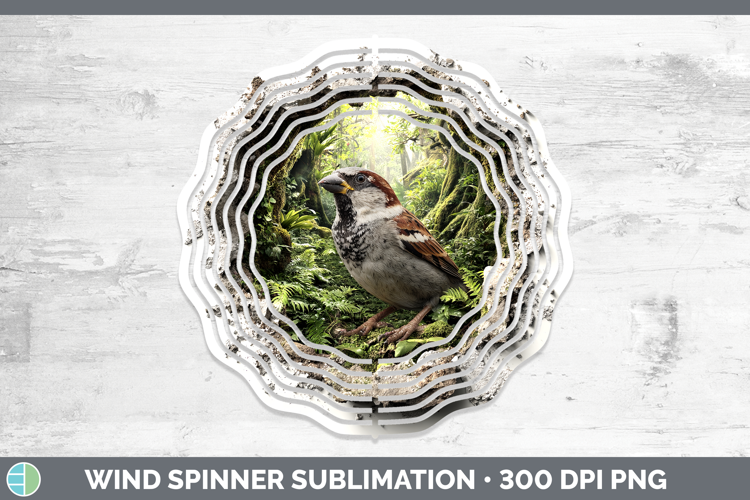 Sparrow Birds 01 3D Hole Wind Spinner Sublimation Design