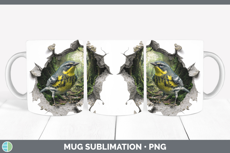 Warbler Birds 01 3D Hole Mug Wrap Sublimation Design