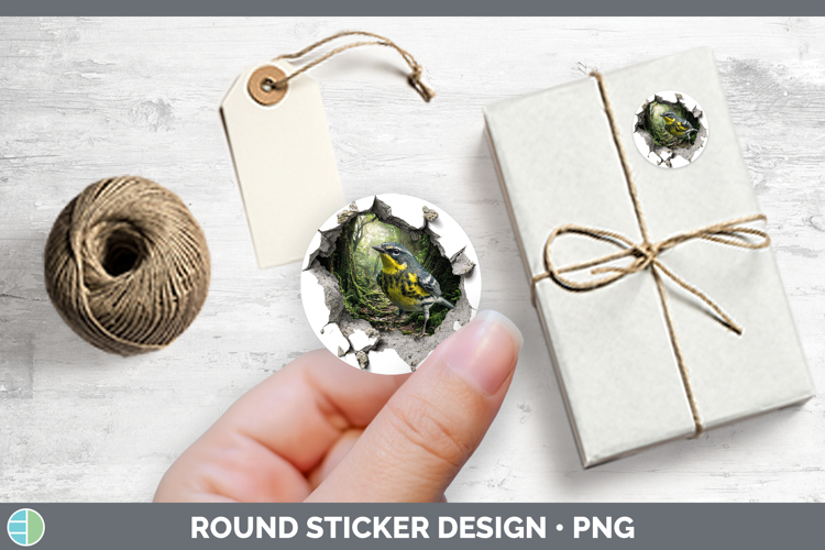 Warbler Birds 01 3D Hole Stickers Design