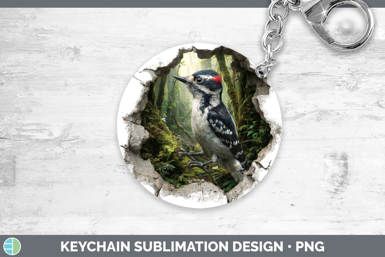 Woodpecker Birds 01 3D Hole Keychain Sublimation Design