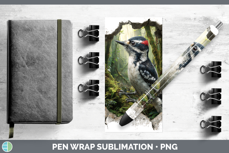Woodpecker Birds 01 3D Hole Pen Wrap Sublimation Design