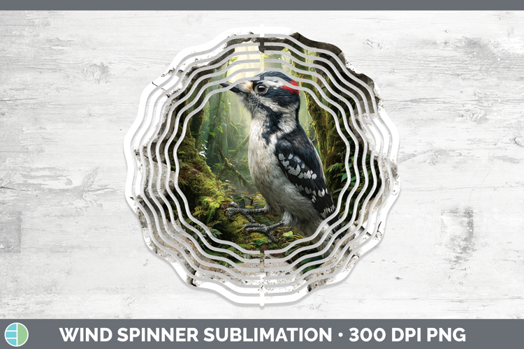 Woodpecker Birds 01 3D Hole Wind Spinner Sublimation Design