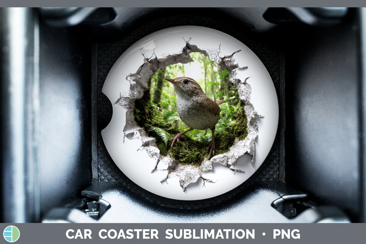 Wren Birds 01 3D Hole Car Coaster Sublimation Design