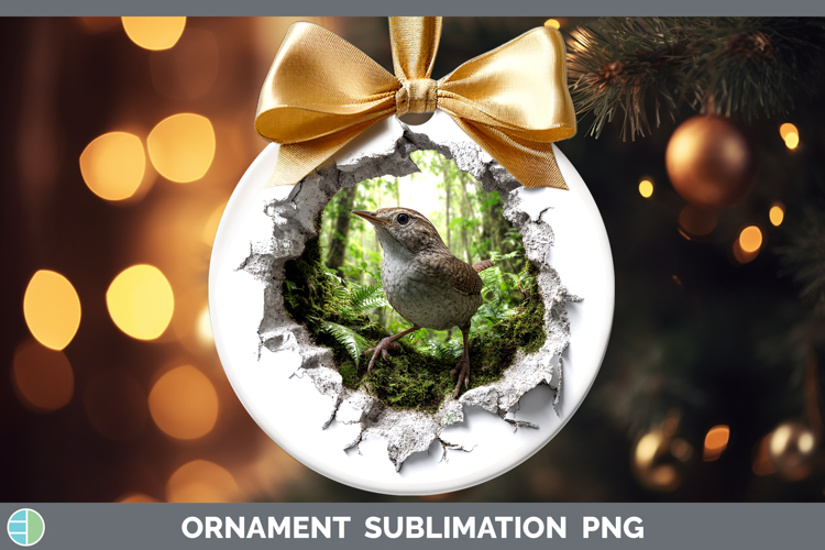 Wren Birds 01 3D Hole Ornament Sublimation Design
