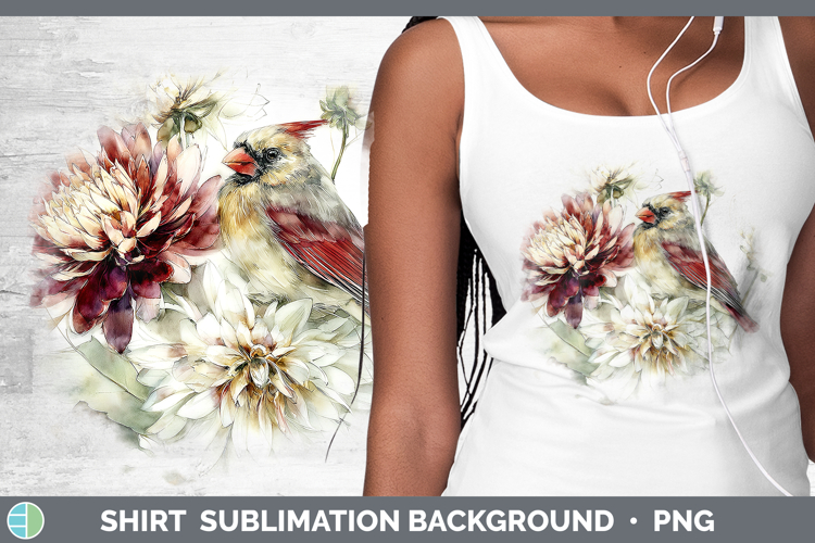 Cardinal Birds 01 Autumn Floral Shirt Sublimation Design