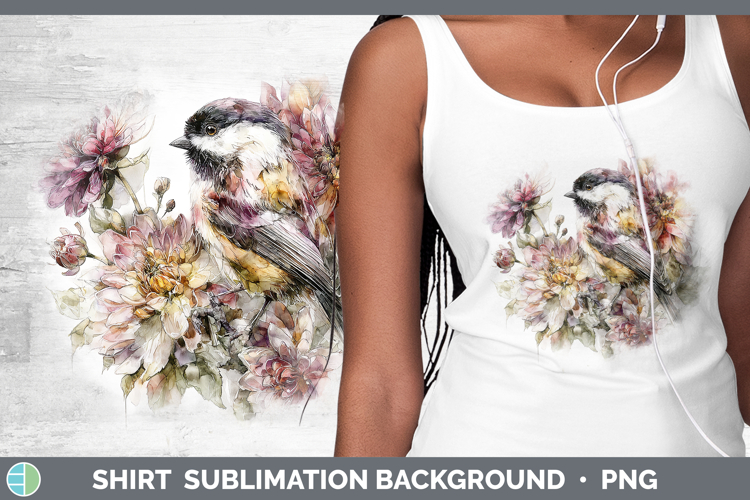 Chickadee Birds 01 Autumn Floral Shirt Sublimation Design