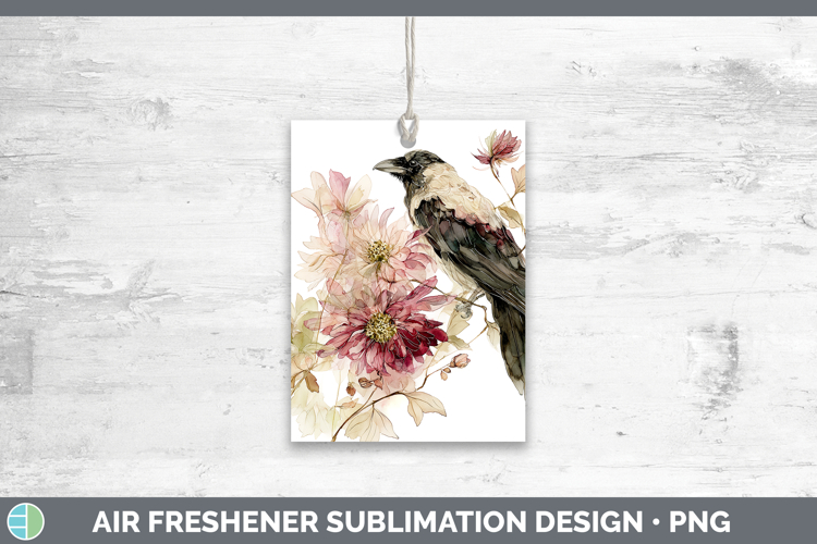 Crow Birds 01 Autumn Floral Air Freshener Sublimation Design