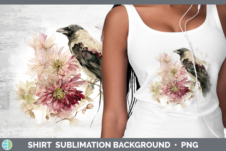 Crow Birds 01 Autumn Floral Shirt Sublimation Design