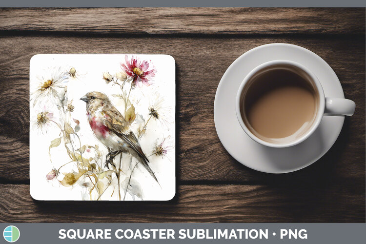 GorgeousBirds 01 Autumn Floral Square Coaster design.