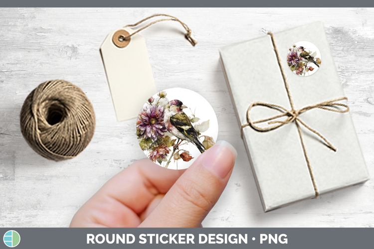 Goldfinch Birds 01 Autumn Floral Stickers Design