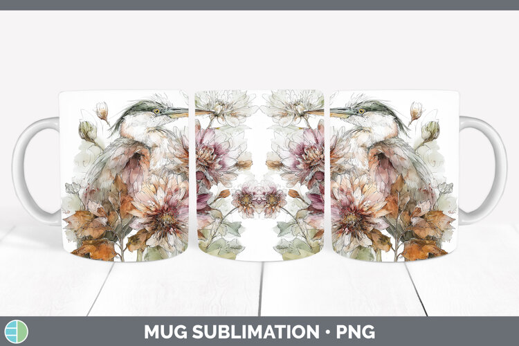 GorgeousBirds 01 Autumn Floral Mug Wrap design.